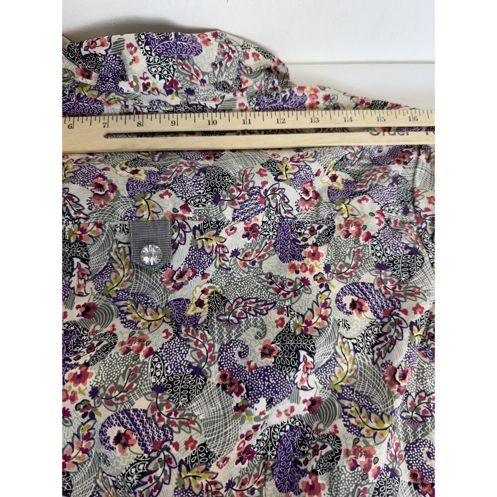 NWT Cj Banks Womens Purple Paisley Floral Long Sleeve ButtonUp Shirt 14W X - Picture 8 of 11